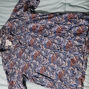 Vintage 60s‎ 70s Seawind Hawaii USA Blue Floral/Bird Printed Shirt Men's XL